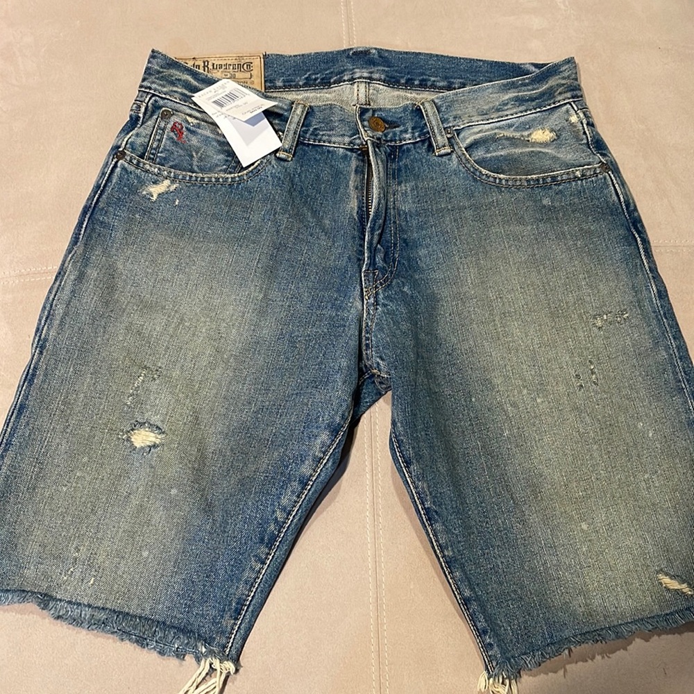 🆕 Polo Ralph Lauren Denim Distressed Jean Shorts Size 30